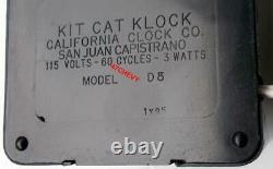 VINTAGE 80s ELECTRIC-BLACK KIT CAT KLOCK-KAT CLOCK ORIGINAL MOTOR REBUILT-WORKS