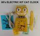 Vintage 80s Electric-yellow Jeweled Kit Cat Klock-kat Clock-felix-original-works