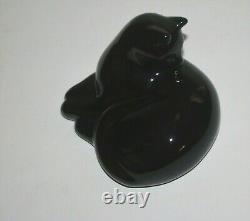 VINTAGE BACCARAT CRYSTAL BLACK CAT PAPER WEIGHT made in France