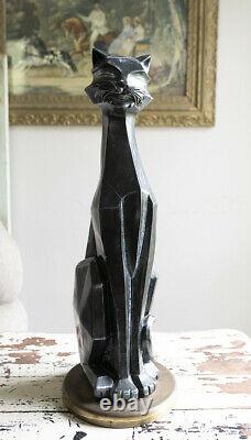VINTAGE BLACK CAT STATUE UNIVERSAL STATUARY CORP 24 1960 Art Deco Modern