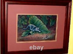 VINTAGE LOVELY Kitten Cat Butterfly Leaves Original Pastel by Martha Barr TX ART