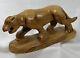 Vintage Olive Wood Hand Carved Panther Lion Tiger Jaguar Figurine Statue
