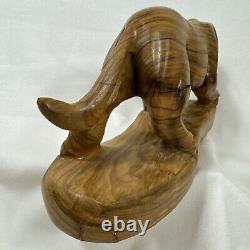 VINTAGE OLIVE WOOD HAND CARVED PANTHER LION TIGER Jaguar FIGURINE STATUE