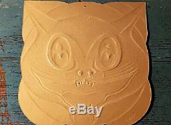 VINT. HALLOWEEN BEISTLE 30's DIECUT LARGE' ART DECO' BLACK CAT FACE, DEAD MINT