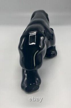 VTG 18MCM Haeger Art Pottery Solid Black Art Deco Stalking Panther Cat Figurine