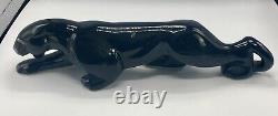 VTG 18MCM Haeger Art Pottery Solid Black Art Deco Stalking Panther Cat Figurine