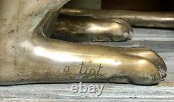 VTG 60s A. Tiot Bastet Cat 24 Egyptian Regency SIGNED Brass Sculpture FRANCE