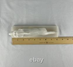 VTG Alabaster White Onyx Cougar Jaguar Jungle Cat Sculpture Figurine EUC