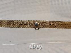 VTG Art Deco Brass Mesh Choker AURORA BOREALIS RHINESTONE Cat Dog Collar