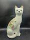 Vtg Ceramic Italy J. W. Co Ny Ornate Large Floral Staffordshire Style Cat Figurine