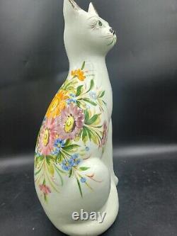VTG CERAMIC ITALY J. W. CO NY ORNATE LARGE Floral Staffordshire Style Cat FIGURINE