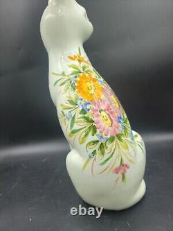 VTG CERAMIC ITALY J. W. CO NY ORNATE LARGE Floral Staffordshire Style Cat FIGURINE