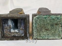 VTG Frankart Art Deco Siamese Cat Bookends Spelter Metal Cubist Sculpture 1930's