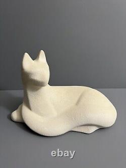 VTG Haeger Pottery Sandstone Reclining Cat Statue MCM Modernist Art Deco