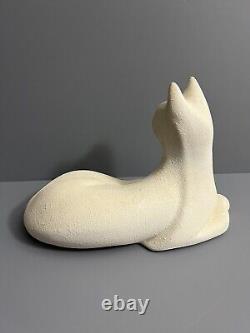 VTG Haeger Pottery Sandstone Reclining Cat Statue MCM Modernist Art Deco