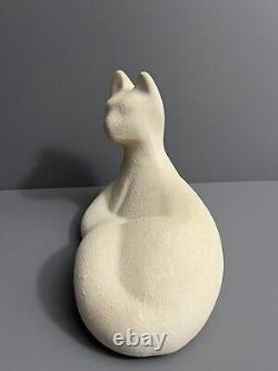 VTG Haeger Pottery Sandstone Reclining Cat Statue MCM Modernist Art Deco