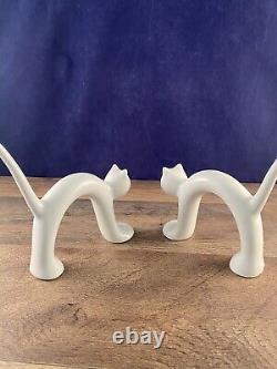 VTG Pair 1970s ISRAEL NAAMAN WHITE fine hand casted porcelain CAT figurines