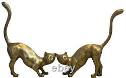 VTG Pair/Set of Brass Siamese Cats Statue Sculpture Art Large MCM Art Deco 16.5