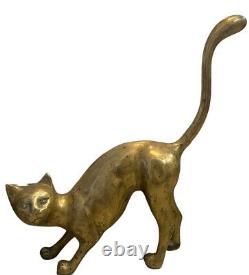 VTG Pair/Set of Brass Siamese Cats Statue Sculpture Art Large MCM Art Deco 16.5