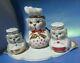 Vtg Pottery Russia Gardner Verbilky Cats Figural Salt Pepper Shaker Bottle Tray