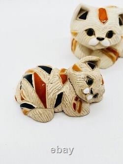 VTG/Set Of 2 Artesania Rinconada Mosaic Cat Figurines/Uruguay Pottery