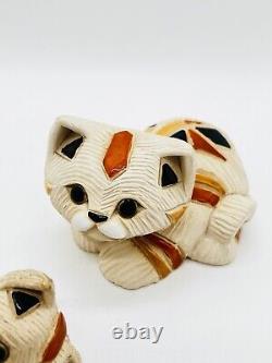 VTG/Set Of 2 Artesania Rinconada Mosaic Cat Figurines/Uruguay Pottery