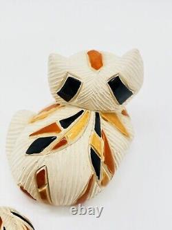 VTG/Set Of 2 Artesania Rinconada Mosaic Cat Figurines/Uruguay Pottery