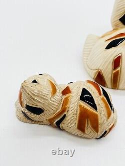 VTG/Set Of 2 Artesania Rinconada Mosaic Cat Figurines/Uruguay Pottery