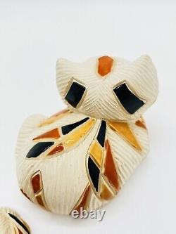VTG/Set Of 2 Artesania Rinconada Mosaic Cat Figurines/Uruguay Pottery