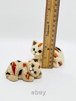 VTG/Set Of 2 Artesania Rinconada Mosaic Cat Figurines/Uruguay Pottery