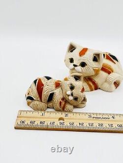 VTG/Set Of 2 Artesania Rinconada Mosaic Cat Figurines/Uruguay Pottery