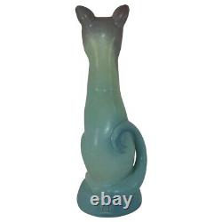 Van Briggle Pottery 1980s Blue And Lavender Cat Figurine (Beyers)
