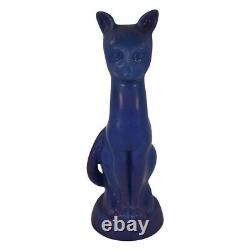 Van Briggle Pottery 1990s Lilac Blue Tall Cat Figurine Statue (Trujillo)