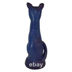 Van Briggle Pottery 1990s Lilac Blue Tall Cat Figurine Statue (Trujillo)