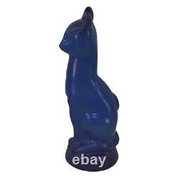 Van Briggle Pottery 1990s Lilac Blue Tall Cat Figurine Statue (Trujillo)