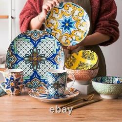 Vancasso Moroccan 16 PCS FOR 4 Porcelain Dinnerware Set Plate Dessert Soup Mugs
