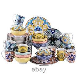 Vancasso Moroccan 48 PCS FOR 12 Porcelain Dinnerware Set Plate Dessert Soup Mugs