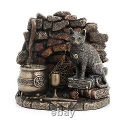 Veronese Design 4 7/8 Black Cat Conjuring Corner Cold Cast Resin Antique Bro