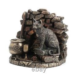 Veronese Design 4 7/8 Black Cat Conjuring Corner Cold Cast Resin Antique Bro