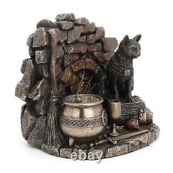 Veronese Design 4 7/8 Black Cat Conjuring Corner Cold Cast Resin Antique Bro