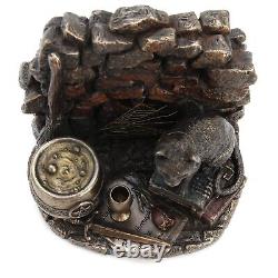 Veronese Design 4 7/8 Black Cat Conjuring Corner Cold Cast Resin Antique Bro