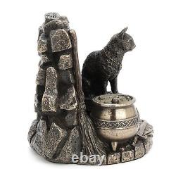 Veronese Design 4 7/8 Black Cat Conjuring Corner Cold Cast Resin Antique Bro