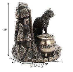 Veronese Design 4 7/8 Black Cat Conjuring Corner Cold Cast Resin Antique Bro
