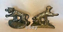 Very Rare Antique Hubley Charging Tigers, Big Cats, Felines Bookends