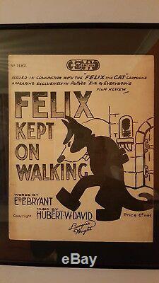Very Rare Felix The Cat Framed 1923 Sheet Music Felix Keeps On Walking
