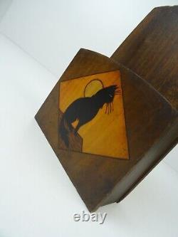 Very Rare Original French Antique Art Deco Cat Wall Letter Holder Storage Box