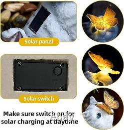 Vibrant Solar LED Cat and Butterfly Outdoor Statue for Lawn and Patio Decoration