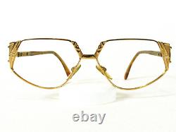 Vintag CAZAL 1990's Gold Tortoise Geometric MOD 238 Art Deco Cat Eye Eyeglasses