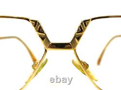 Vintag CAZAL 1990's Gold Tortoise Geometric MOD 238 Art Deco Cat Eye Eyeglasses