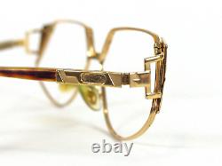 Vintag CAZAL 1990's Gold Tortoise Geometric MOD 238 Art Deco Cat Eye Eyeglasses